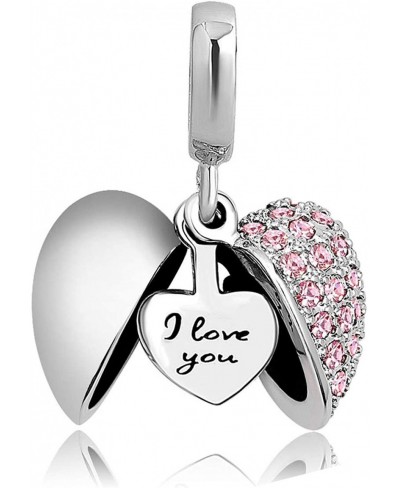 Heart I Love You Pendant Charm for Bracelets for Women Girls Crystal I Love You Dangle Charm for Women Girls Anniversary Wedd...