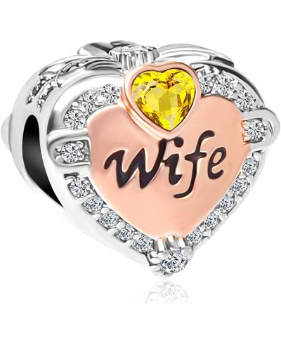 Love Heart Wife Rose Gold Charm Clear CZ Beads for European Bracelets $14.08 Charms & Charm Bracelets