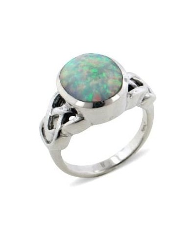 Large Created White Opal and Sterling Silver Celtic Knot Ring(Sizes 4 5 6 7 8 9 10 11) $46.91 Statement