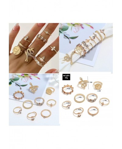 62 Pcs Vintage Gold Knuckle Rings Set Halloween Snake Ring Stackable Finger Rings Vintage Knuckle Rings Set Bohemian Hollow C...