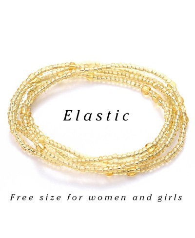 Layered Beads Body Chain Elastic Belly Waist Chain Colorful Beach Bikini Body Jewelry Accessories for Women and Girls (A-2PCS...