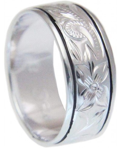 925 sterling silver Hawaiian plumeria scroll black enamel border 10mm ring size 4-14 $43.17 Statement