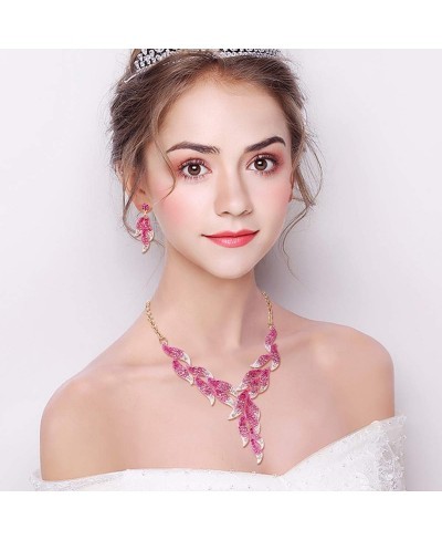 Women's Austrian Crystal Wedding Bridal Floral Leaf Vine Necklace Earrings Set $14.33 Jewelry Sets