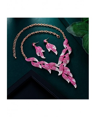 Women's Austrian Crystal Wedding Bridal Floral Leaf Vine Necklace Earrings Set $14.33 Jewelry Sets