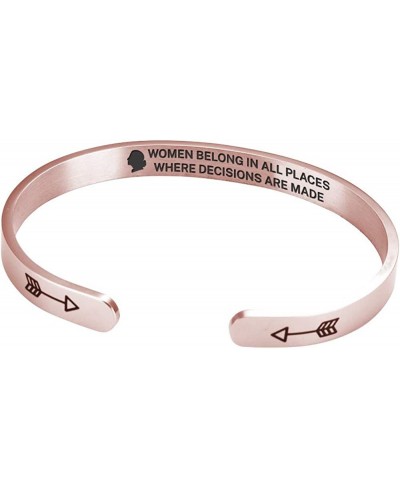 Women Belong in All Places Where Decisions are Being Made RBG Stainless Steel Cuff Bracelet Inspirational Gift for Women $8.2...