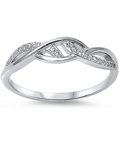 Infinity Knot Clear CZ Promise Ring New .925 Sterling Silver Band Sizes 4-10 $16.08 Bands