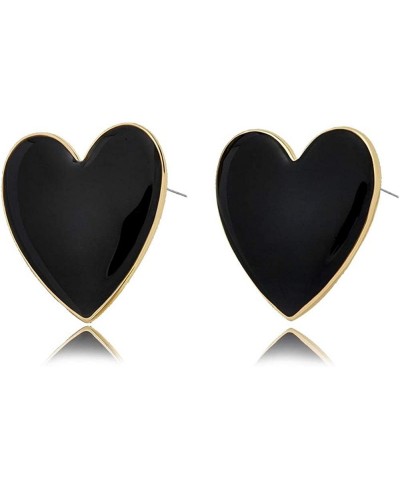 Heart Stud Earrings for Women - Solid Color Heart Shaped Enamel Cute Post Earrings with Great for Sister Mom Lover and Friend...