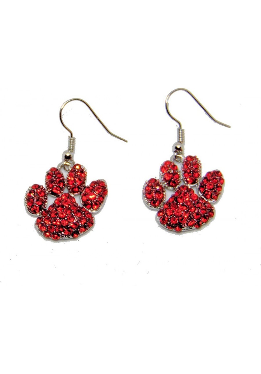 Dog Paw Print BLING Rhinestones Dangle Earrings appx 1 inch - Purple Red Green or Blue $21.07 Drop & Dangle