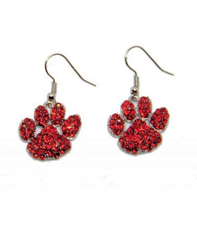 Dog Paw Print BLING Rhinestones Dangle Earrings appx 1 inch - Purple Red Green or Blue $21.07 Drop & Dangle