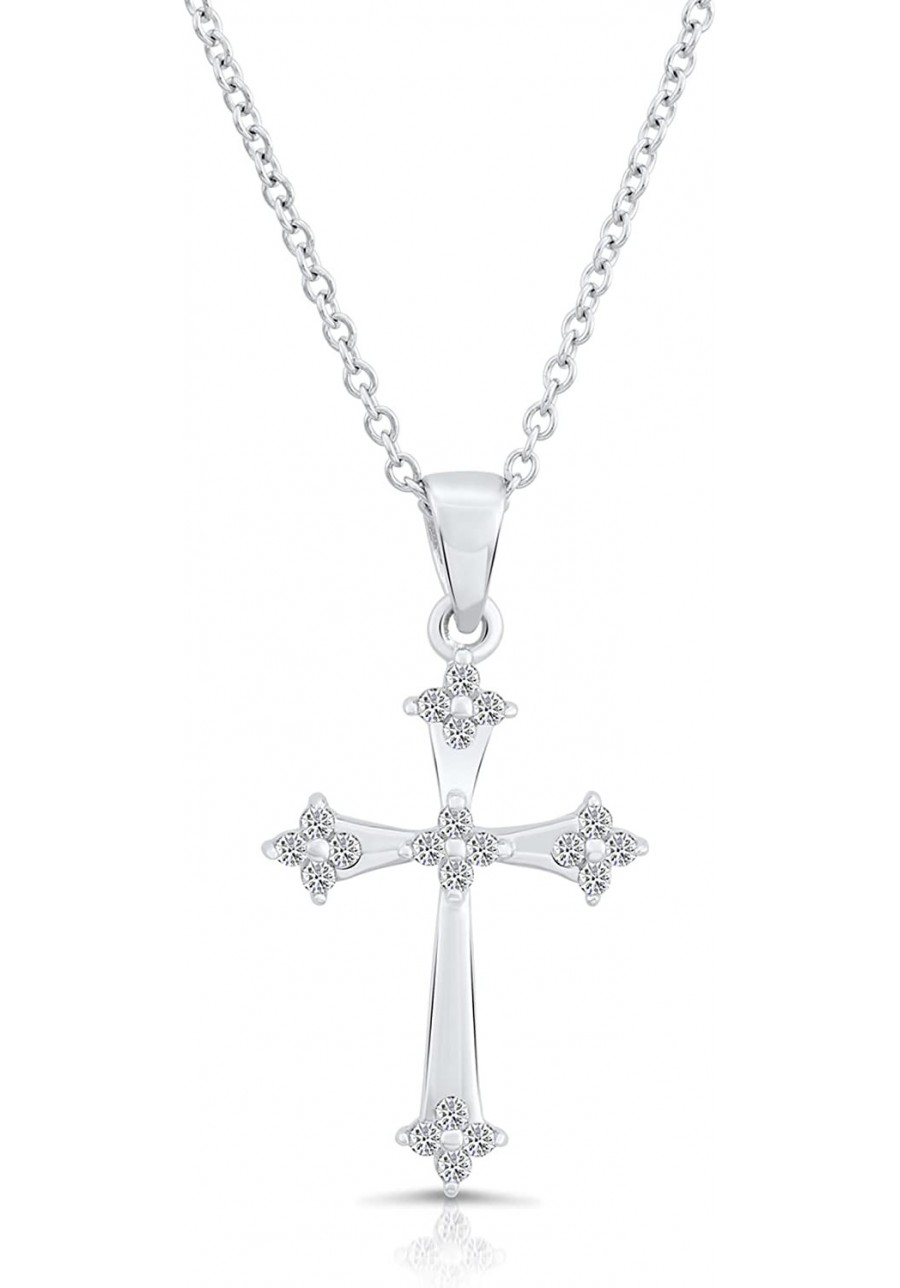 Sterling Silver Cubic Zirconia CZ Cross Pendant Necklace 18'' $37.17 Pendants & Coins