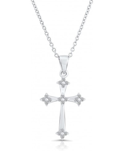 Sterling Silver Cubic Zirconia CZ Cross Pendant Necklace 18'' $37.17 Pendants & Coins