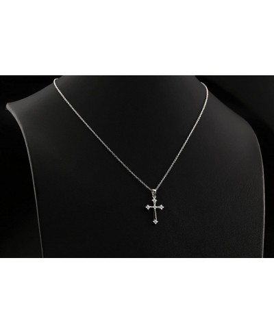 Sterling Silver Cubic Zirconia CZ Cross Pendant Necklace 18'' $37.17 Pendants & Coins