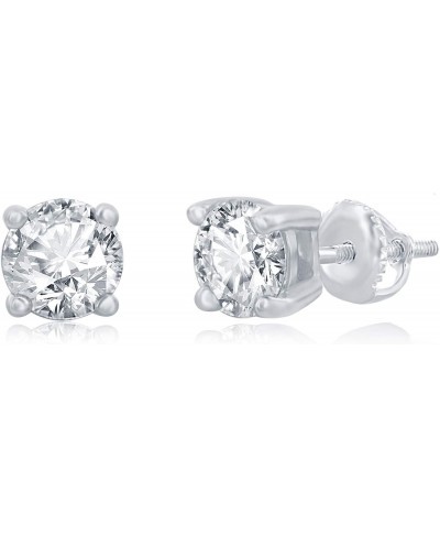 Women Round Cubic Zirconia Screw Back Stud Earring 3 to 8 MM $13.08 Stud