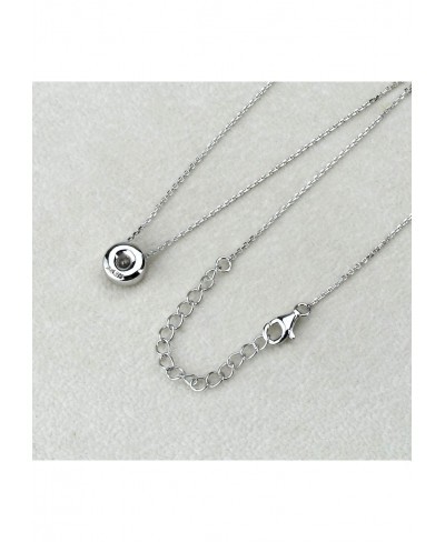 925 Sterling Silver Necklace Round CZ Stone 1 carat 1.5 carat OR 2 carat Bezel Solitaire Necklace Pendant Necklace Chain 16"+...