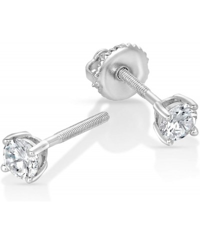 Women Round Cubic Zirconia Screw Back Stud Earring 3 to 8 MM $13.08 Stud