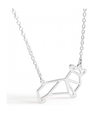 Boutique Corgi Necklace Dog Pendant Necklace Origami Geometric Jewelry (Silver Gold) $14.82 Pendants & Coins