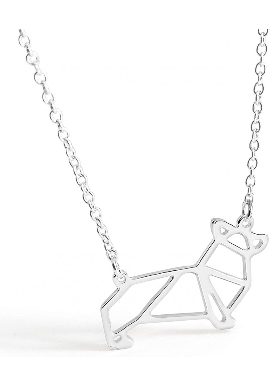 Boutique Corgi Necklace Dog Pendant Necklace Origami Geometric Jewelry (Silver Gold) $14.82 Pendants & Coins