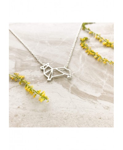 Boutique Corgi Necklace Dog Pendant Necklace Origami Geometric Jewelry (Silver Gold) $14.82 Pendants & Coins