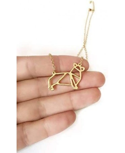 Boutique Corgi Necklace Dog Pendant Necklace Origami Geometric Jewelry (Silver Gold) $14.82 Pendants & Coins