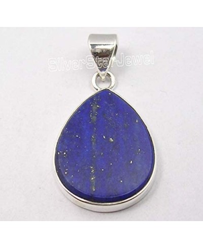 Solid Sterling Silver Lapis Lazuli Pendant 1.2" Latest Style $17.16 Pendants & Coins