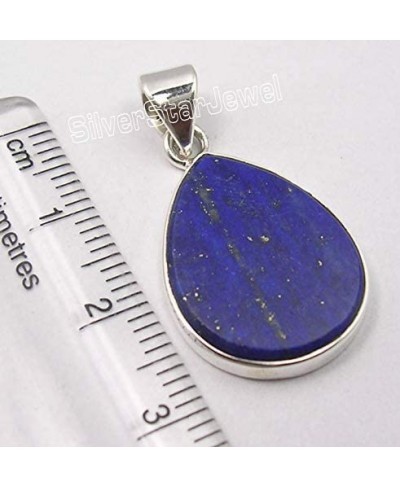 Solid Sterling Silver Lapis Lazuli Pendant 1.2" Latest Style $17.16 Pendants & Coins