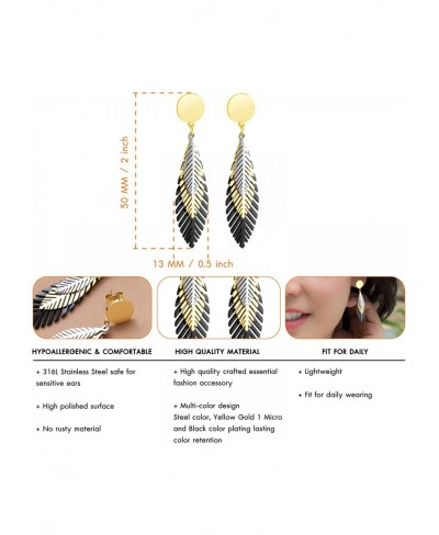 Stainless Steel Dangle Drop Stud Layered Feather Earrings for Women $19.15 Drop & Dangle