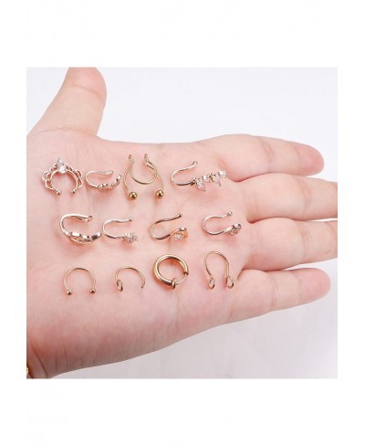 16G Nose Cuff Non Piercing 316L Stainless Steel Fake Nose Lip Cartilage Septum Rings Horseshoe Earring Clip on Fake Nose Pier...