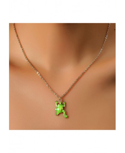 Women Girl Fashion Summer Spring Jewerly Necklace Women Cartoon Frog Pendant Dangle Enamel Clavicle Chain Necklace Jewelry Gi...