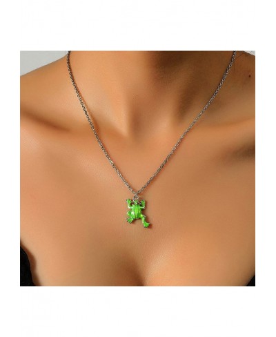 Women Girl Fashion Summer Spring Jewerly Necklace Women Cartoon Frog Pendant Dangle Enamel Clavicle Chain Necklace Jewelry Gi...