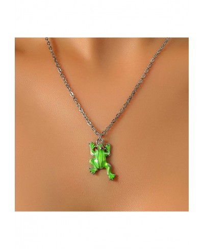 Women Girl Fashion Summer Spring Jewerly Necklace Women Cartoon Frog Pendant Dangle Enamel Clavicle Chain Necklace Jewelry Gi...