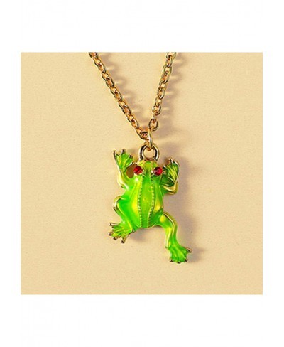 Women Girl Fashion Summer Spring Jewerly Necklace Women Cartoon Frog Pendant Dangle Enamel Clavicle Chain Necklace Jewelry Gi...