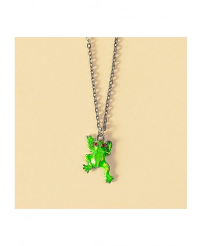 Women Girl Fashion Summer Spring Jewerly Necklace Women Cartoon Frog Pendant Dangle Enamel Clavicle Chain Necklace Jewelry Gi...