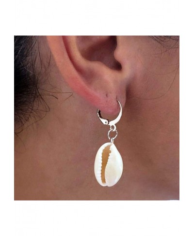 Shell Drop Earrings Silver Dangle Earrings Huggies Earrings Cowrie Shell Charm Earrings Summer Ocean Earrings Jewelry for Wom...