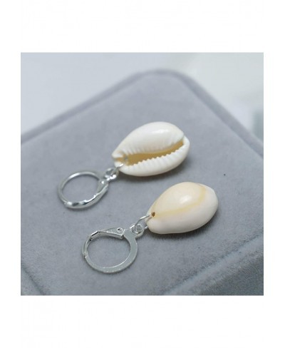 Shell Drop Earrings Silver Dangle Earrings Huggies Earrings Cowrie Shell Charm Earrings Summer Ocean Earrings Jewelry for Wom...