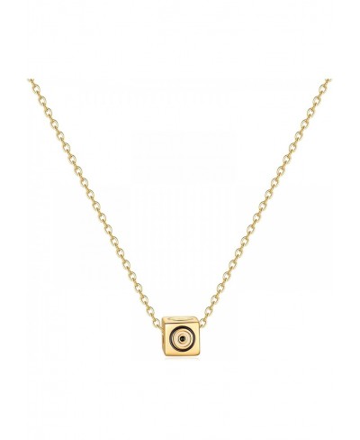 Dainty Square Evil Eye Pendant Necklace Tiny 14K Gold Plated Necklace Thin Chain Choker for Women Simple Jewelry Gift $13.34 ...