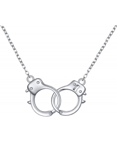 S925 Sterling Silver Handcuffs Necklace Pendant for Women $30.43 Pendant Necklaces