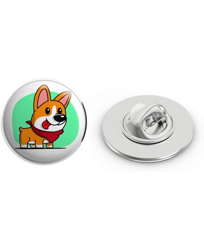 Cute Happy Derpy Silly Tongue Out Corgi Puppy Dog Cartoon Round Metal 0.75" Lapel Pin Hat Shirt Pin Tie Tack Pinback $7.98 Br...