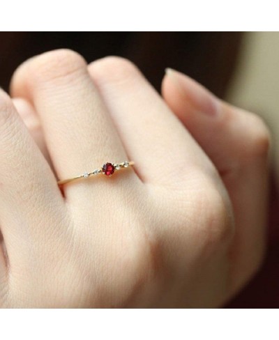 Cute Dainty Women's 14K Gold Ruby Drill Rings Delicate Rings Gemstone Rings Wedding Jewelry Heart Gemstone Promise Engagement...