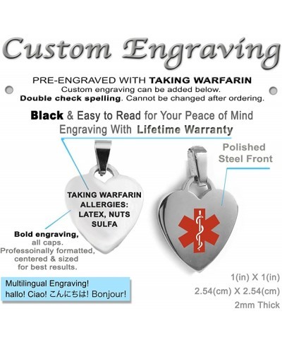 Pre-Engraved & Customized Women's Taking Warfarin Medical Charm Bracelet Steel O-Link $32.17 Identification