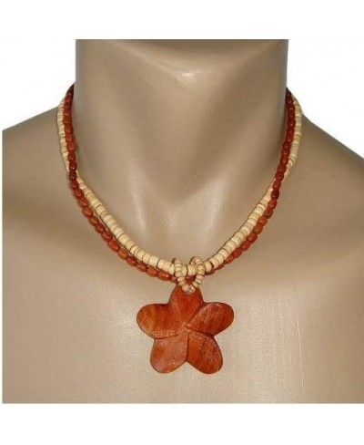 Hawaiian Large Plumeria Flower Koa Wood Necklace $13.48 Chokers