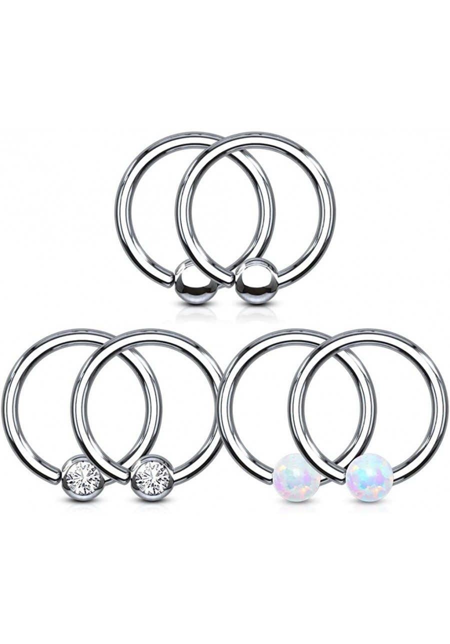 Set of 6 316L Surgical Steel Assorted Fixed Ball Rings $14.50 Piercing Jewelry