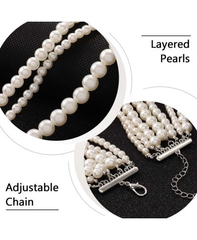 Multi-strand Pearl Necklace Set Faux Long Necklace and Earrings Simulated Multi layer Necklace Jewelry for Women and Girls $1...