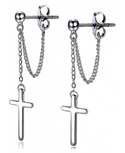 Cross Earrings Dangle Drop Chain Earring for Women Girls Punk Goth Ball Dangling Chain Stud Earrings $8.84 Drop & Dangle