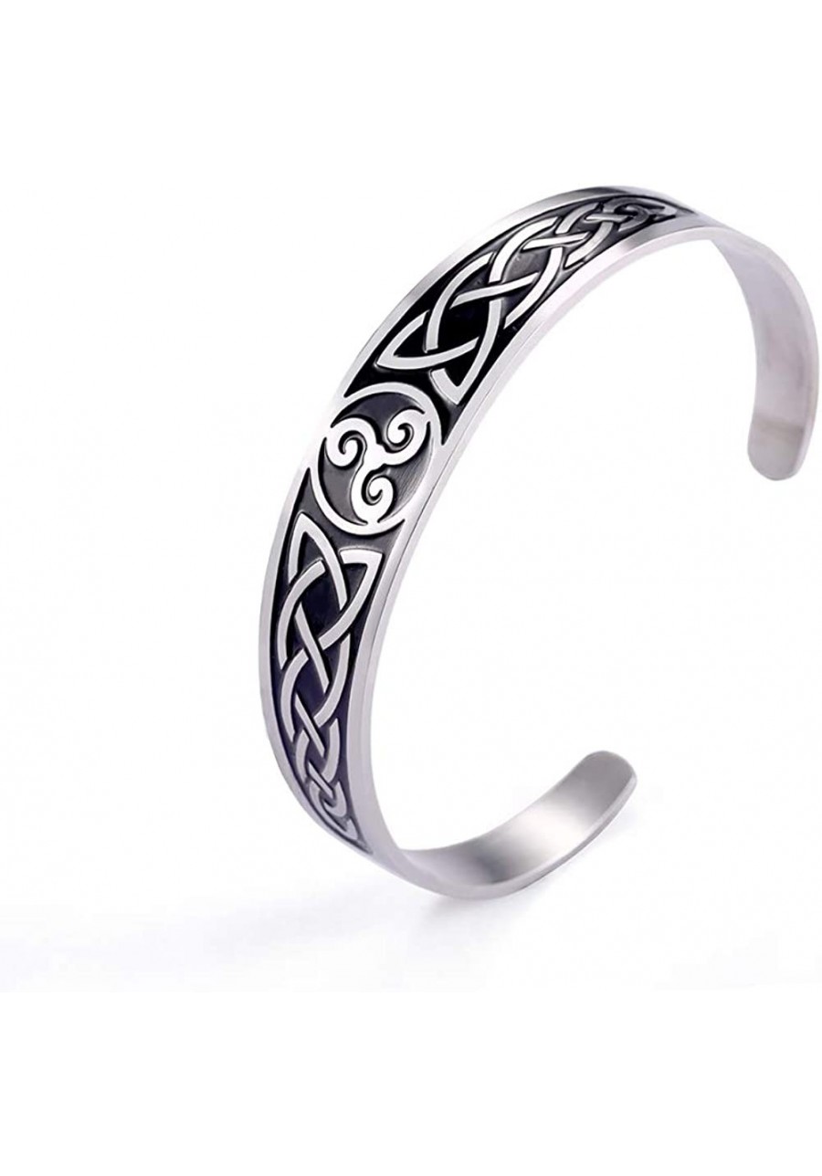 Stainless Steel Viking Bracelets Celtic Knot Trinity Triquetra Amulet Unisex Celtic Jewelry $17.11 Cuff