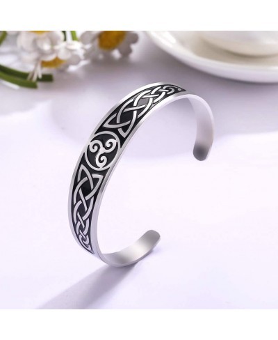 Stainless Steel Viking Bracelets Celtic Knot Trinity Triquetra Amulet Unisex Celtic Jewelry $17.11 Cuff