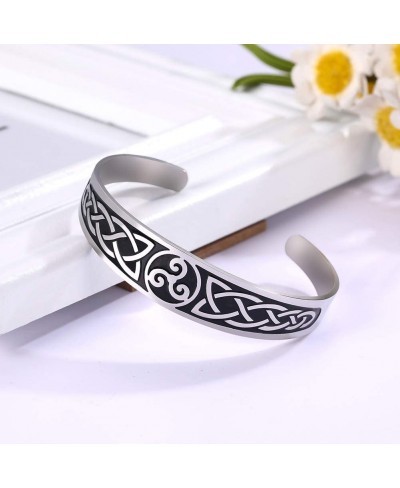 Stainless Steel Viking Bracelets Celtic Knot Trinity Triquetra Amulet Unisex Celtic Jewelry $17.11 Cuff