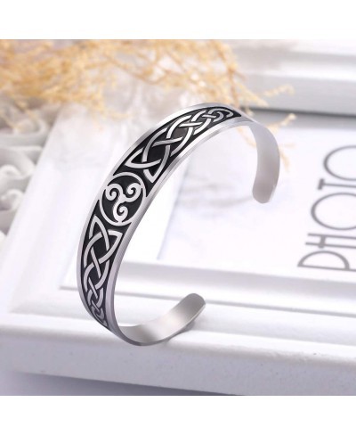 Stainless Steel Viking Bracelets Celtic Knot Trinity Triquetra Amulet Unisex Celtic Jewelry $17.11 Cuff