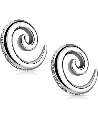 316L Surgical Steel CZ Crystal Paved Spiral Taper Plugs Sold as a Pair $16.32 Piercing Jewelry