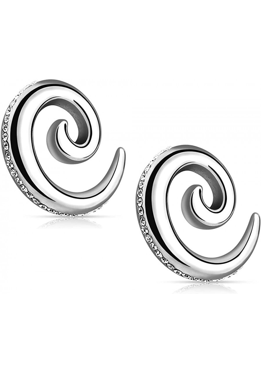 316L Surgical Steel CZ Crystal Paved Spiral Taper Plugs Sold as a Pair $16.32 Piercing Jewelry