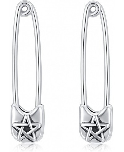 Paper Clip Earrings star Safety Pin Earrings for Women Dangle Earrings Sterling Silver $21.32 Clip-Ons